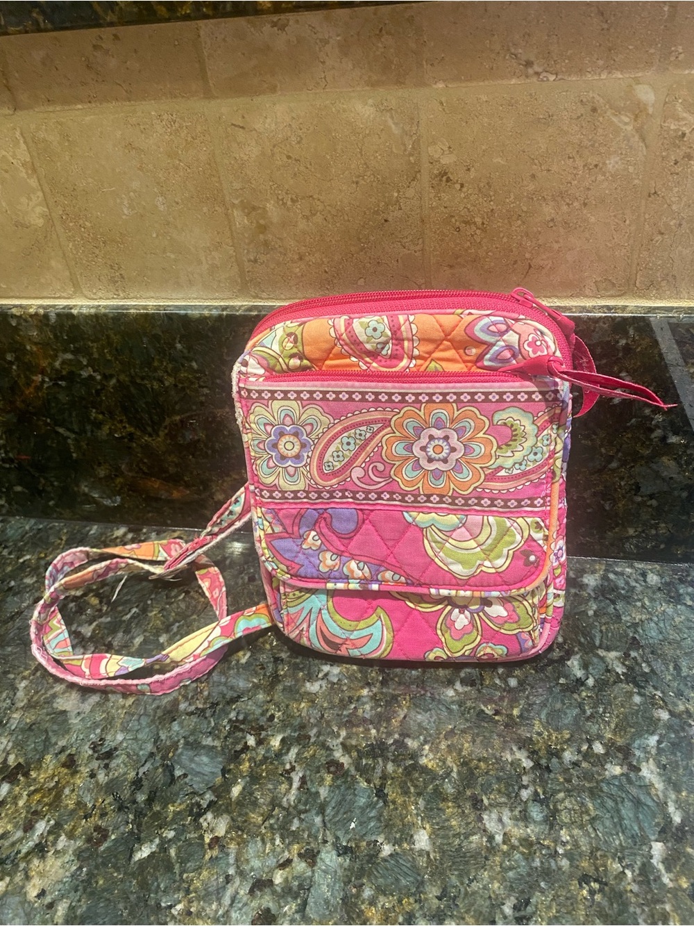 Quilted Floral Crossbody Bag in Pink